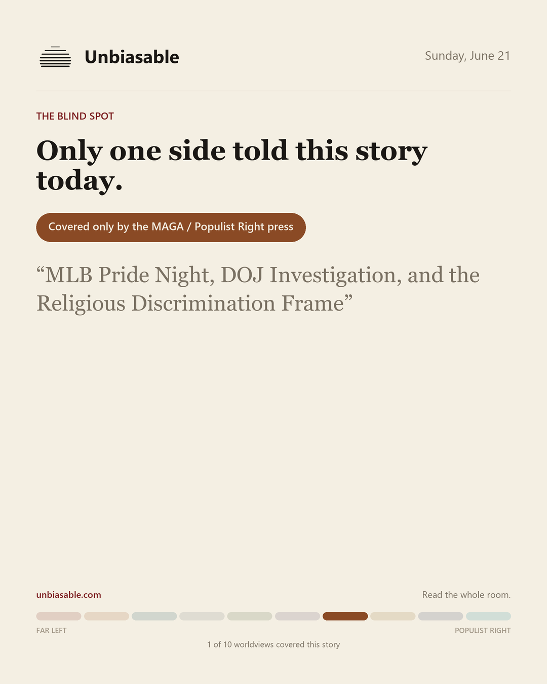 A story only the MAGA / Populist Right press covered today: MLB Pride Night, DOJ Investigation, and the Religious Discrimination Frame.