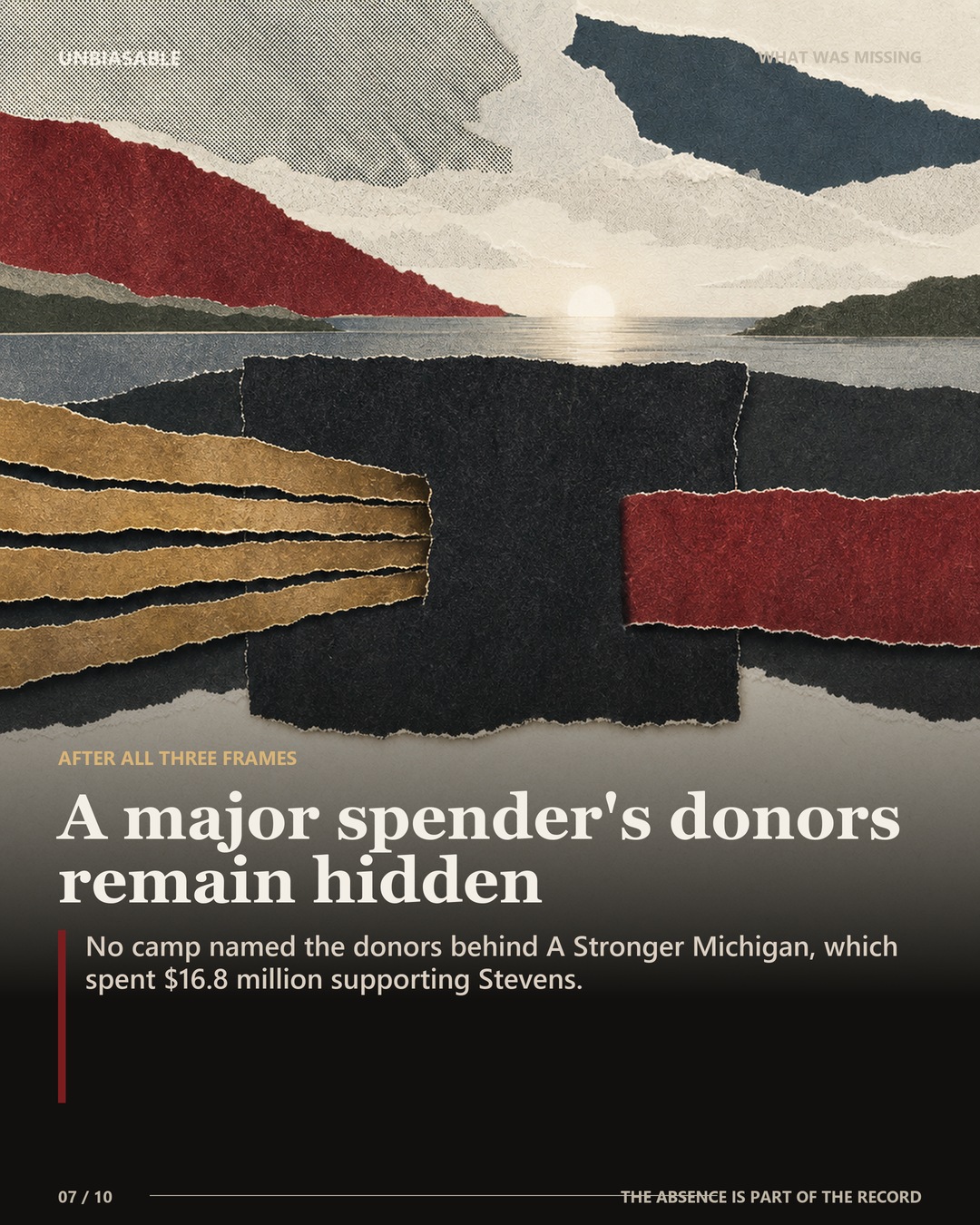 A major spender's donors remain hidden: No camp named the donors behind A Stronger Michigan, which spent $16.8 million supporting Stevens.