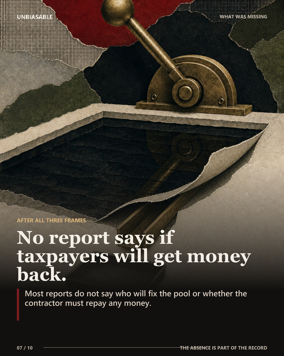 No report says if taxpayers will get money back.: Most reports do not say who will fix the pool or whether the contractor must repay any money.