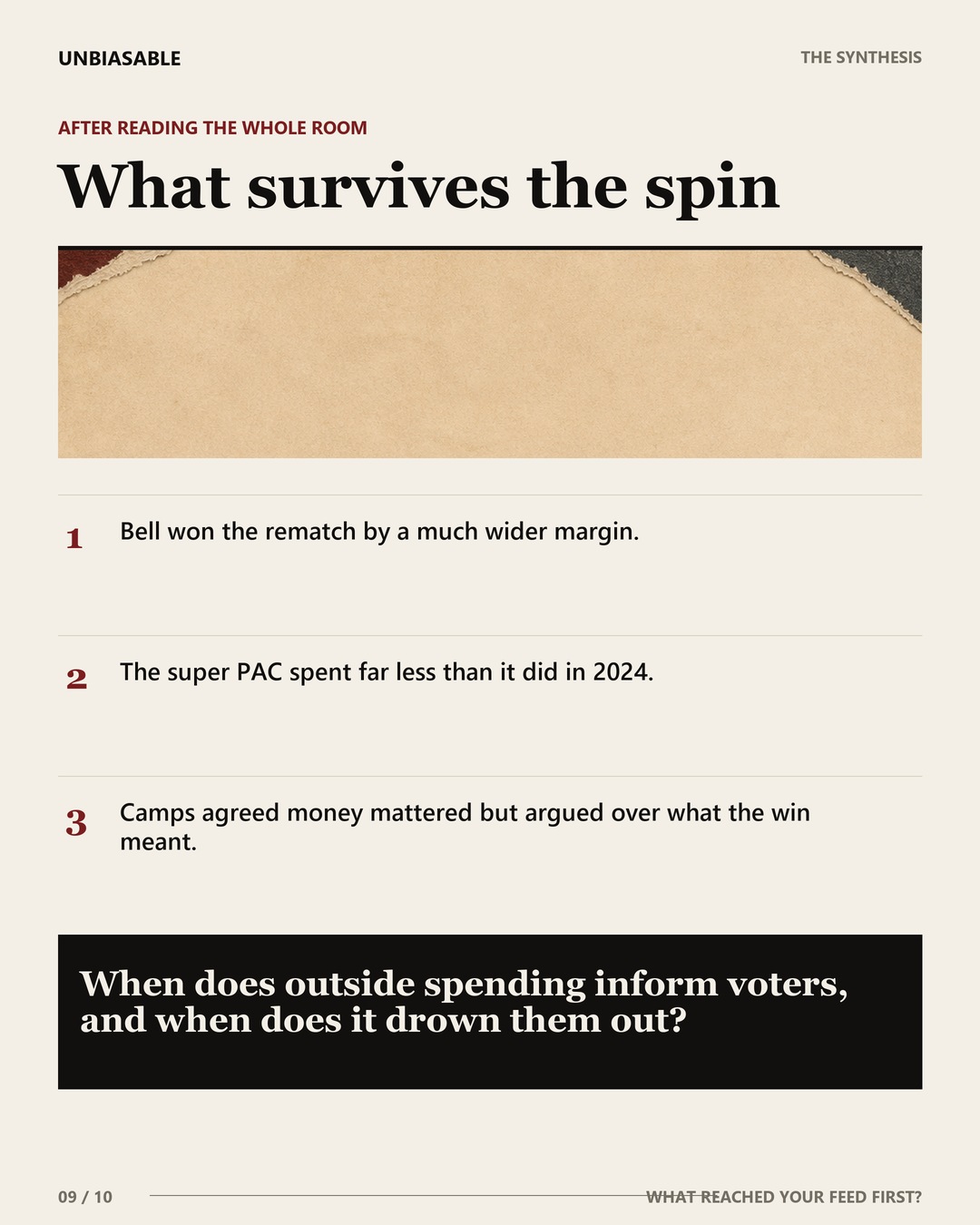 What survives the spin: Bell won the rematch by a much wider margin.; The super PAC spent far less than it did in 2024.; Camps agreed money mattered but argued over what the win meant.